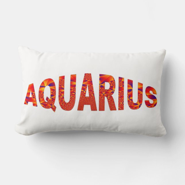 Aquarius - Firey Orange Yellow Blue Lumbar Cushion (Front)