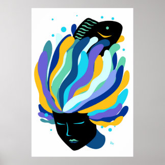 Aquarius fish girl poster