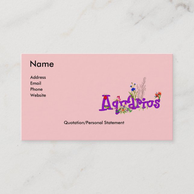 Aquarius Flowers Business Card (Front)