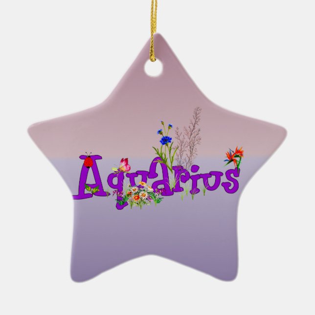 Aquarius Flowers Ceramic Tree Decoration (Front)