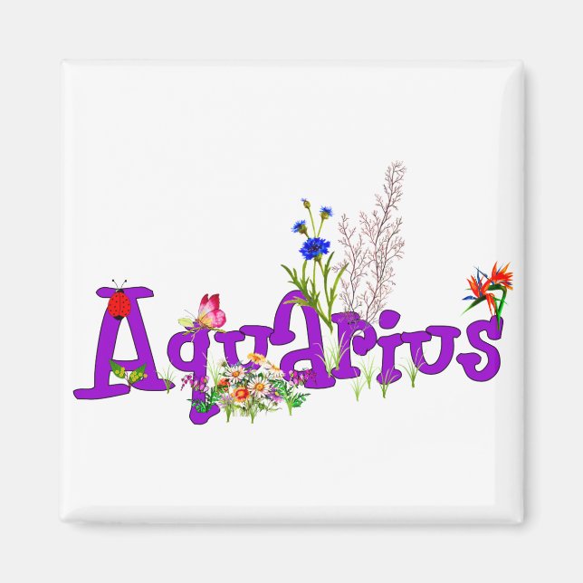 Aquarius Flowers Magnet (Front)