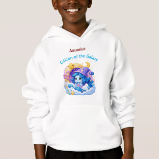 Aquarius Galaxy Citizen Zodiac Kids Hoodie Pullove