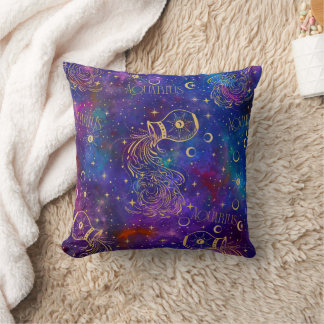 Aquarius Galaxy Throw Pillow