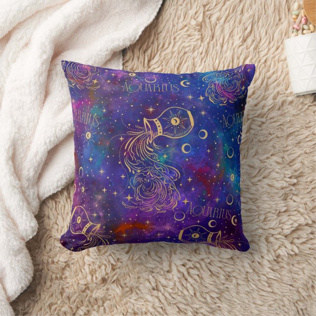 Aquarius Galaxy Throw Pillow (Blanket)