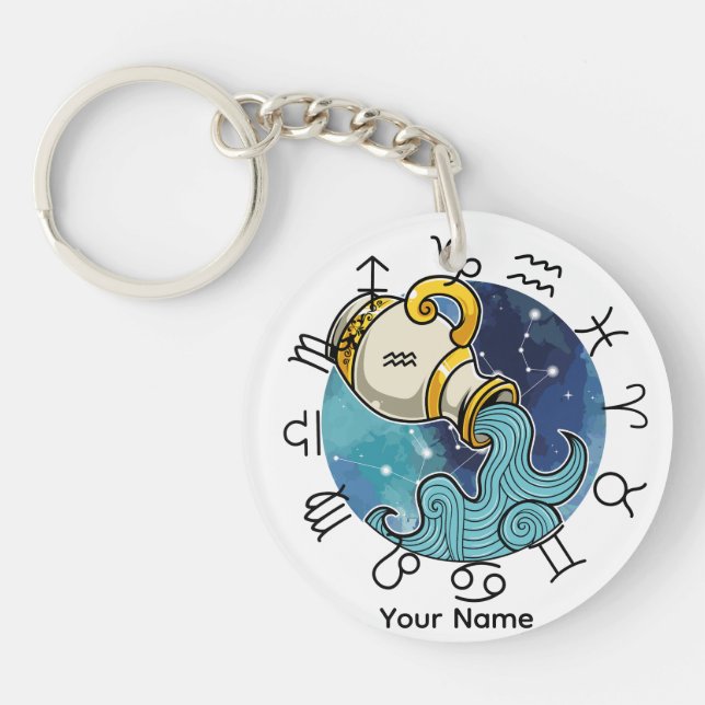 Aquarius & Gemini Acrylic Keychain (Front)