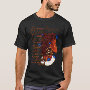 Aquarius Girl Afro Locs Girl Zodiac Signs Birthday T-Shirt