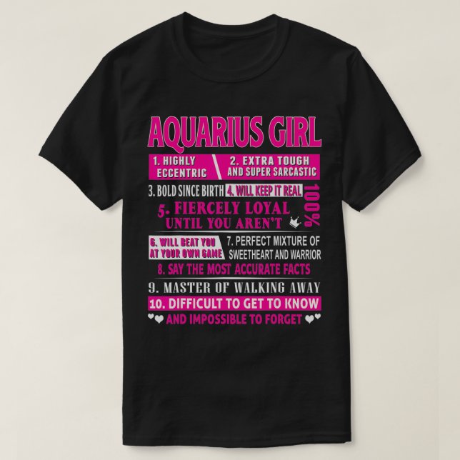 Aquarius Girl  Funny Aquarius Birthday  T-Shirt (Design Front)