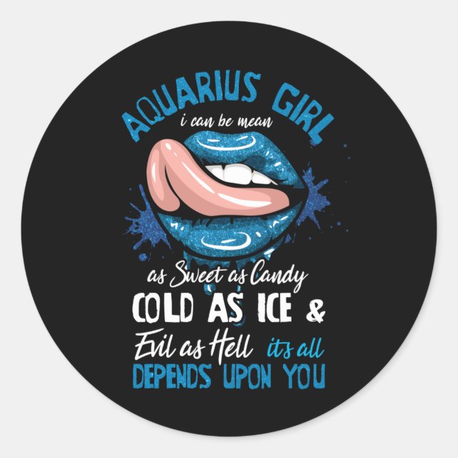 Aquarius Girl Zodiac Horoscope Classic Round Sticker (Front)