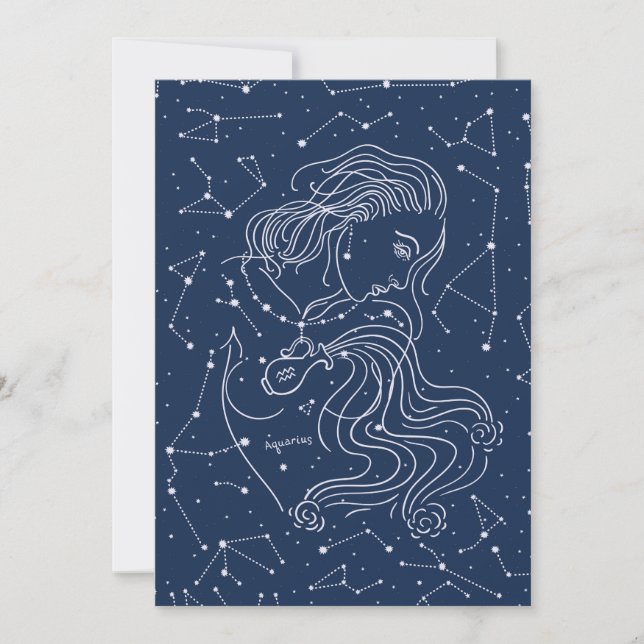 Aquarius Girl Zodiac Sign Invitation (Front)