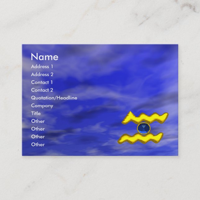 AQUARIUS GOLD JEWEL,blue sapphire, yellow Business Card (Front)