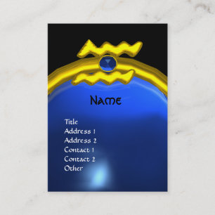 AQUARIUS GOLD JEWEL SAPPHIRE  MONOGRAM blue black Business Card