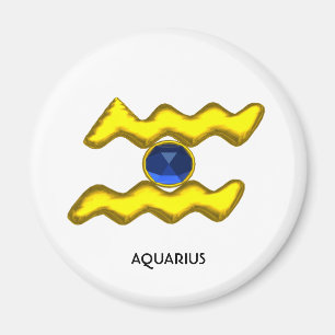 AQUARIUS /GOLD ZODIAC BIRTHDAY JEWEL MAGNET