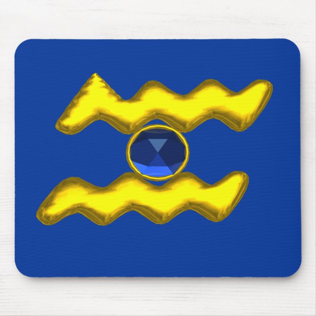 AQUARIUS /GOLD ZODIAC BIRTHDAY JEWEL MOUSE MAT (Front)