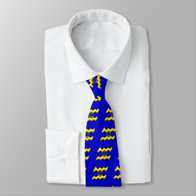 AQUARIUS /GOLD ZODIAC BIRTHDAY JEWEL TIE (Tied)