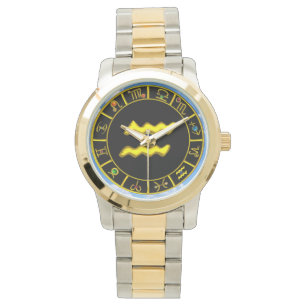 AQUARIUS GOLD ZODIAC BIRTHDAY JEWEL WATCH