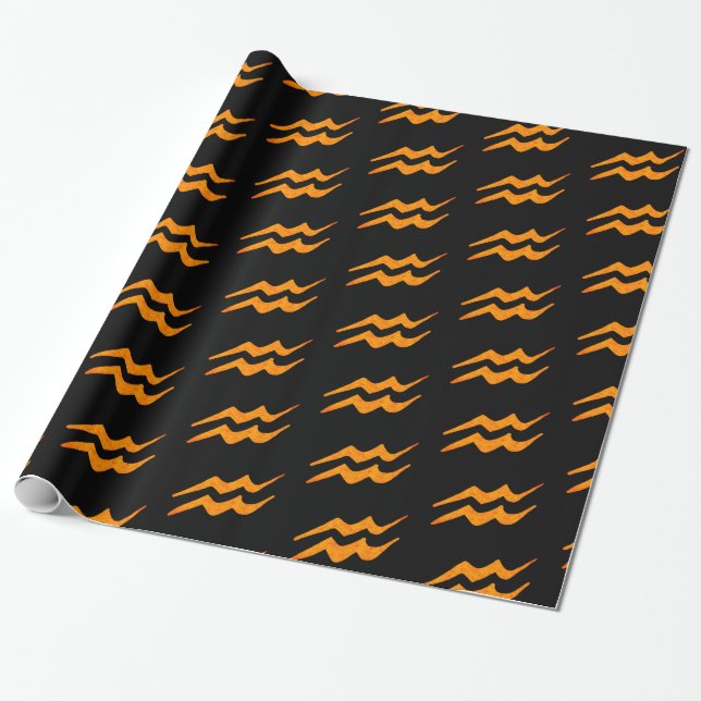 Aquarius  Golden Sign Golden Symbol Wrapping Paper (Unrolled)