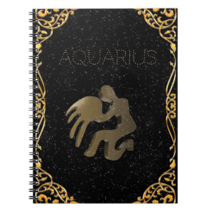 Aquarius golden sign notebook