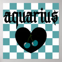 Aquarius Gothic Aesthetic Chequered Cherry Art