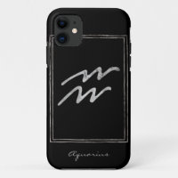 Aquarius hammered silver stylised astrology zodiac