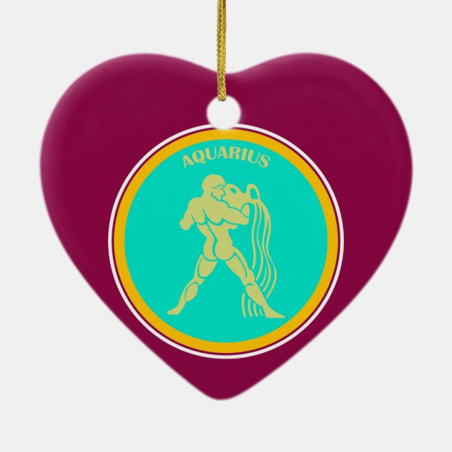 Aquarius Heart Ornament (Back)