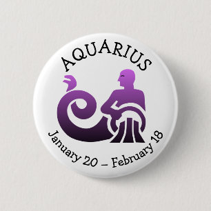 Aquarius Horoscope Astrology Zodiac Sign 6 Cm Round Badge