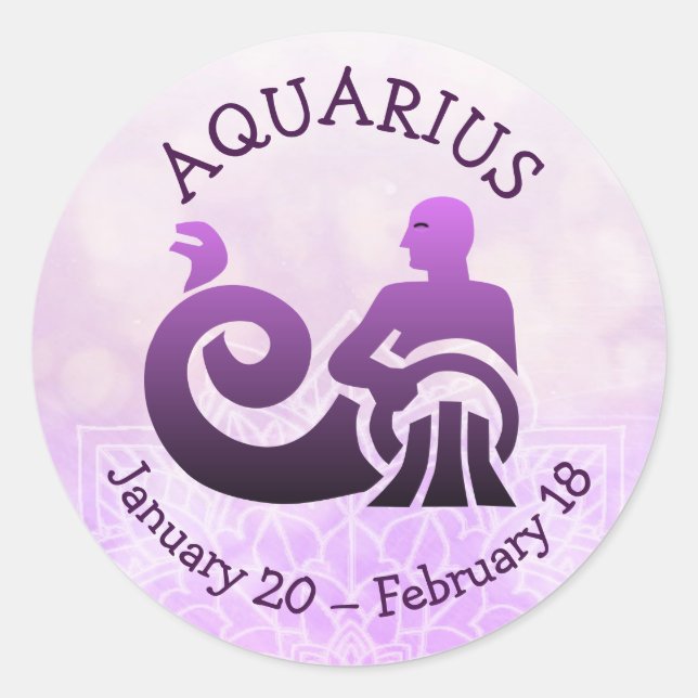 Aquarius Horoscope Astrology Zodiac Sign Classic Round Sticker (Front)