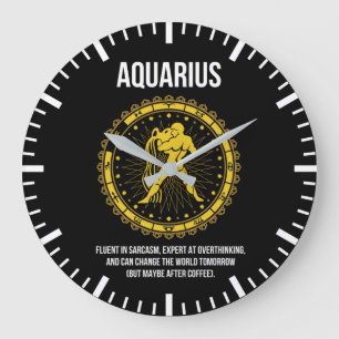 Aquarius - Horoscope, Funny Zodiac Sign Humour Large Clock