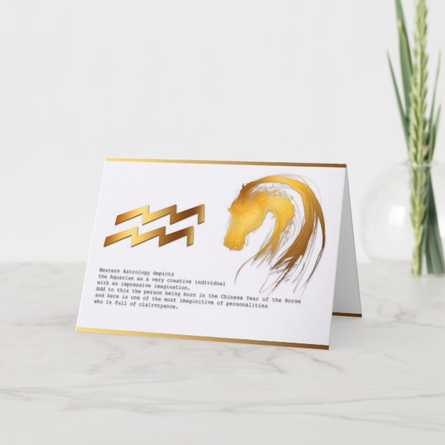 Aquarius Horse Chinese Western Astrology Birthday Card (Front)