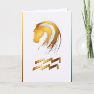 Aquarius Horse Chinese Western Astrology Birthday Card