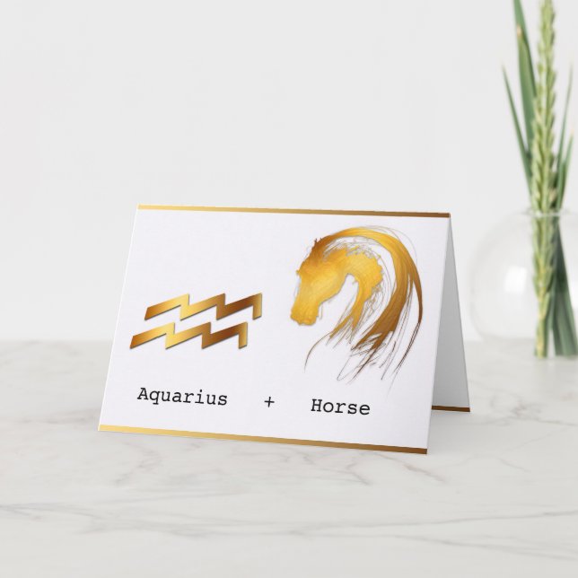 Aquarius Horse Chinese Western Astrology Birthday Card (Front)