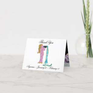 Aquarius Impressionist Painting Style & Gold Thank You Card