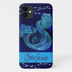 Aquarius in Dark Blue Case-Mate iPhone Case