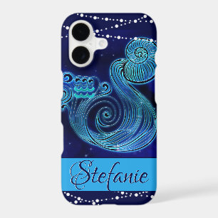 Aquarius in Dark Blue Case-Mate iPhone Case