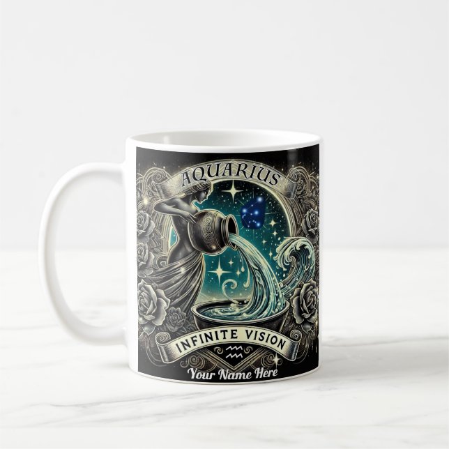 Aquarius “Infinite Vision” Zodiac Mug  (Left)