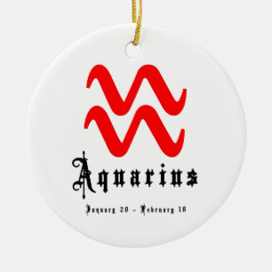 Aquarius, January 20 - February 18 Ceramic Tree Decoration