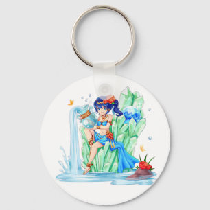 Aquarius, January baby, zodiac keychain, star sign Key Ring