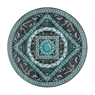 Aquarius Mandala Glass Cutting Board
