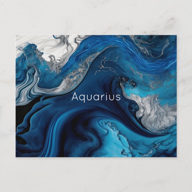 Aquarius Marble Watercolor Zodiac Postcard (Front)