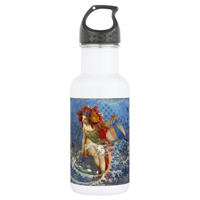 Aquarius Mermaid Gothic Blue Art 532 Ml Water Bottle (Front)