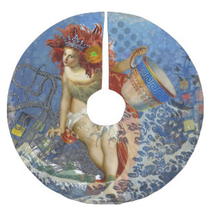 Aquarius Mermaid Gothic Blue Art Brushed Polyester Tree Skirt