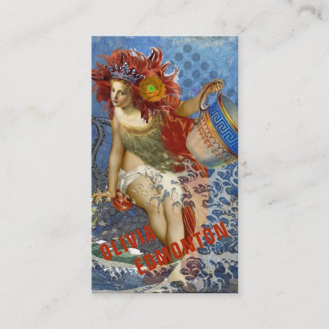 Aquarius Mermaid Gothic Blue Art Business Card (Front)