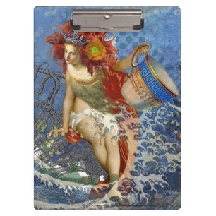 Aquarius Mermaid Gothic Blue Art Clipboard