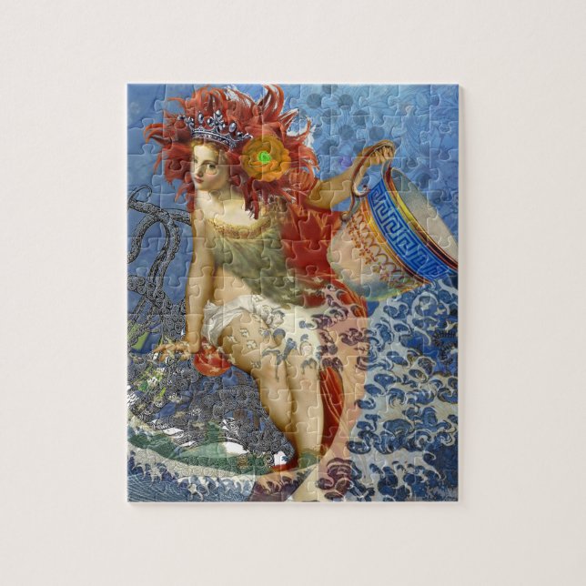 Aquarius Mermaid Gothic Blue Art Jigsaw Puzzle (Vertical)