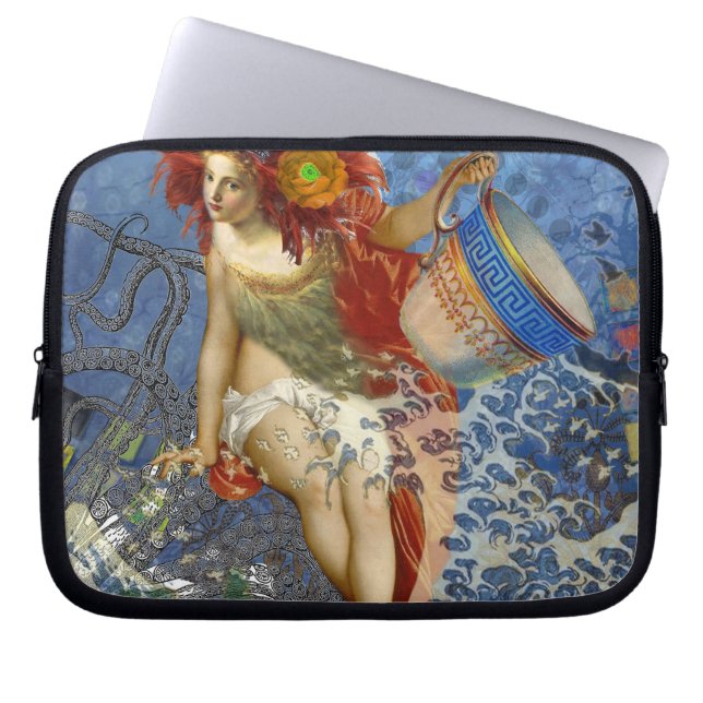 Aquarius Mermaid Gothic Blue Art Laptop Sleeve (Front)