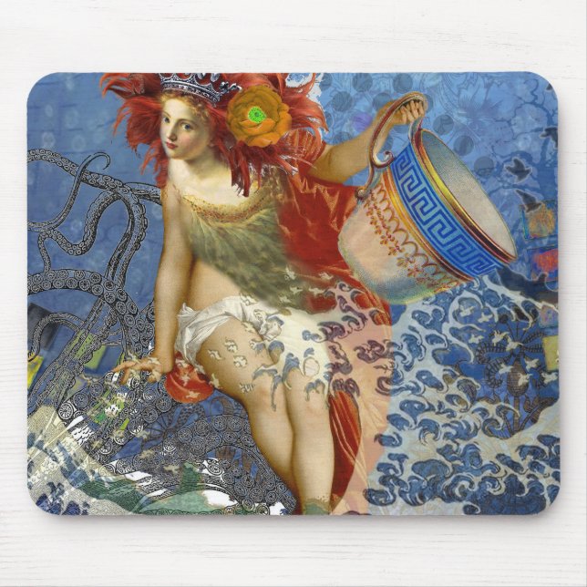 Aquarius Mermaid Gothic Blue Art Mouse Mat (Front)
