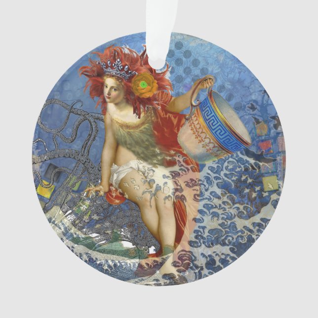 Aquarius Mermaid Gothic Blue Art Ornament (Front)
