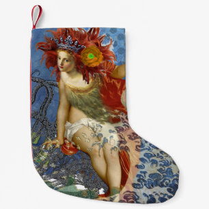 Aquarius Mermaid Gothic Blue Art Small Christmas Stocking