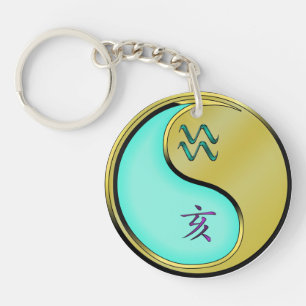 Aquarius & Metal Boar Key Ring