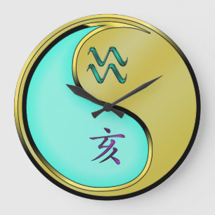 Aquarius & Metal Boar Large Clock