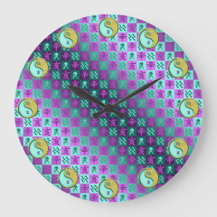 Aquarius & Metal Boar Large Clock